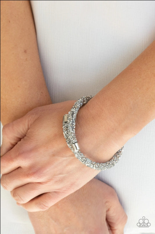 Roll Out The Glitz-Silver Bracelet